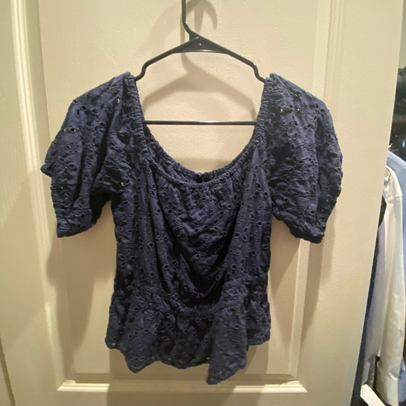 Abercrombie blue ruffle crop top - Picture 2 of 3